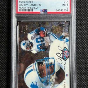 1995 Fleer Football #10 Barry Sanders Flair Preview PSA 9 Detroit Lions HOF